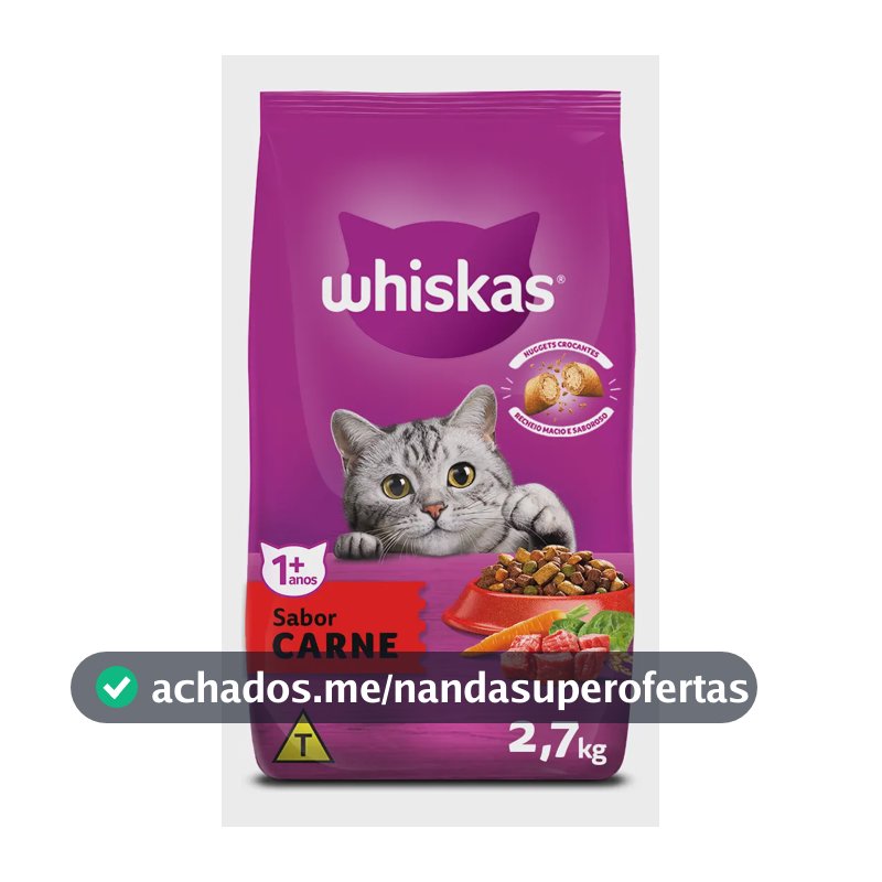 Ração Whiskas Carne Gatos Adultos 2,7 kg