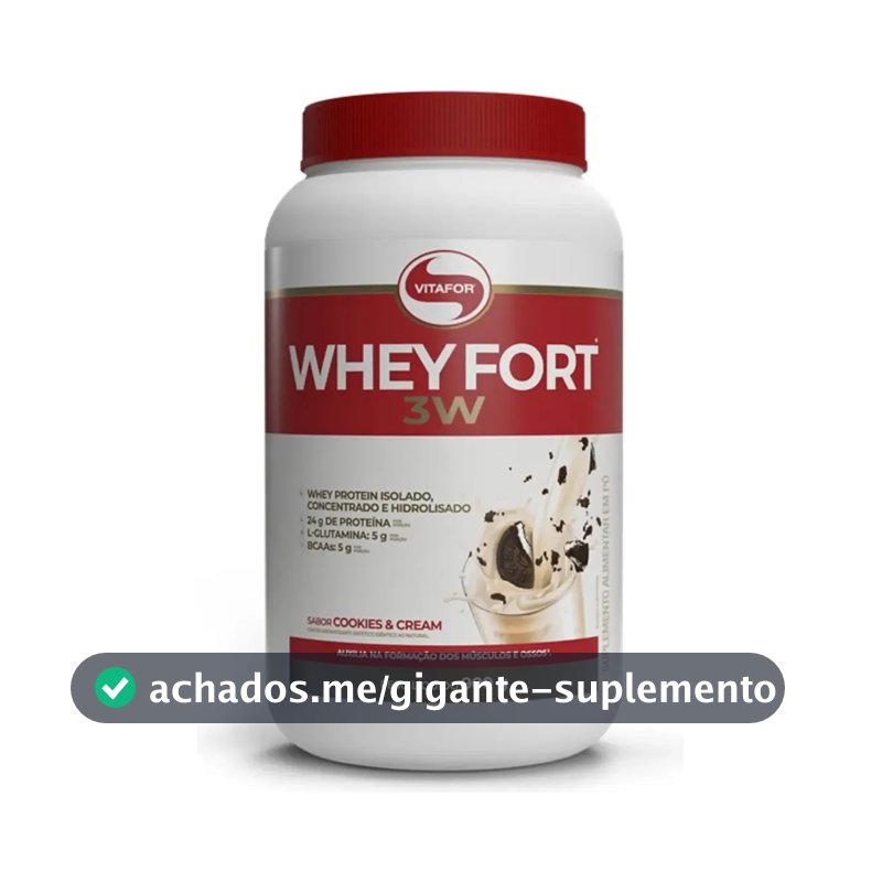 Whey Fort 3w 900g - Vitafor Sabor Cookies And Cream