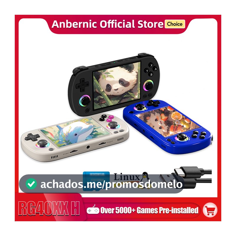 Anbernic rg40xx h console de jogos portátil 4.0-in 640480 tela ips 3200mah sistema de 64 bits com luz rgb construído em 5k + jogos rg40xxh