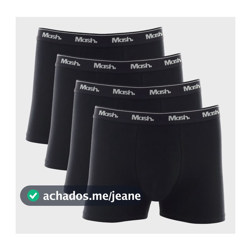 Kit 4 Cuecas Mash Boxer Box Algodão Cotton Original Conforto