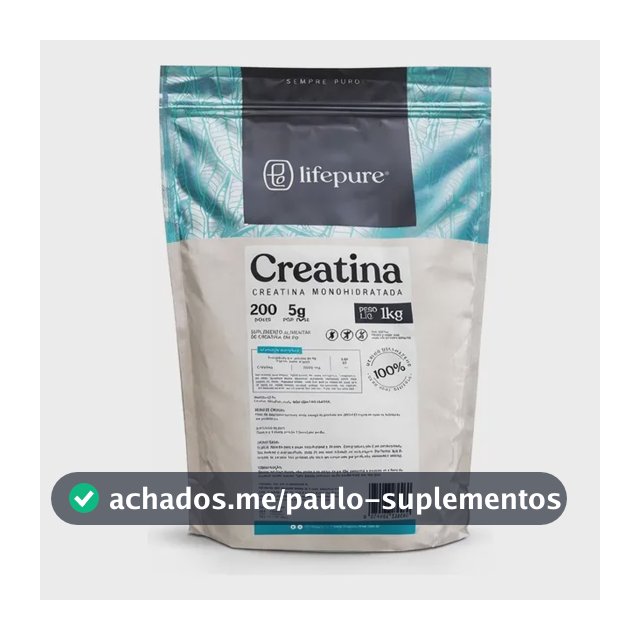 Creatina Monohidratada Em Pó Lifepure 1kg Sem Sabor Sem Sabor