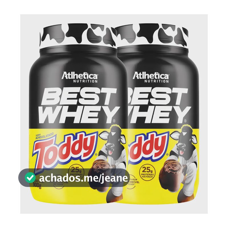Kit 2 Best Whey Isolado Hidrolisado 3w Toddy 900g Atlhetica Sabor Chocolate