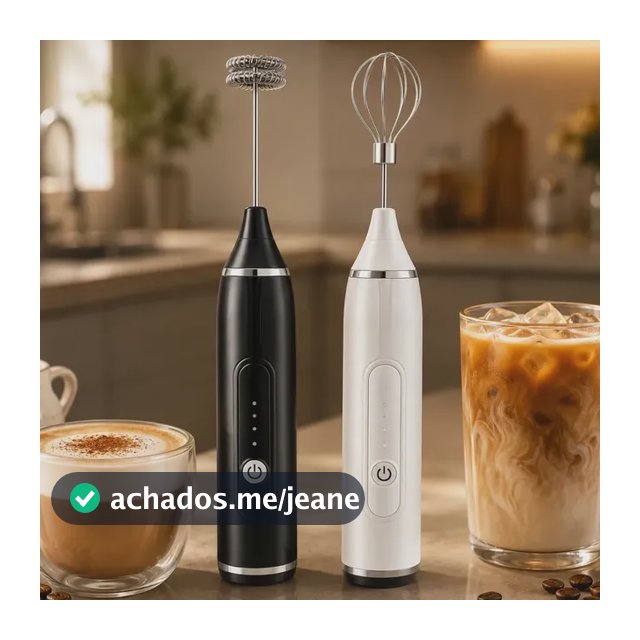 Mini Batedor Misturador Elétrico Recarregável USB, com 3 Velocidades e 2 Batedores em Aço Inox