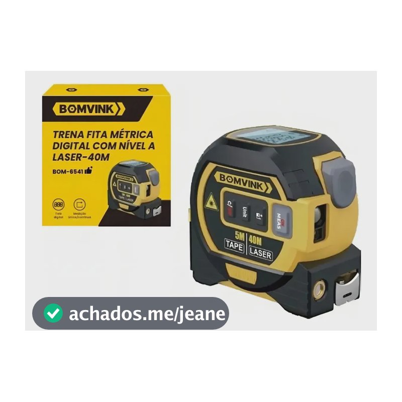 Trena Digital Laser 40m 3 Em 1 Fita 5m Nível Laser Métrica