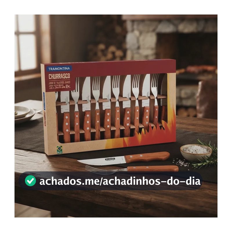 Jogo De Talheres Kit 12 pçs Churrasco Garfos Facas Inox Tramontina