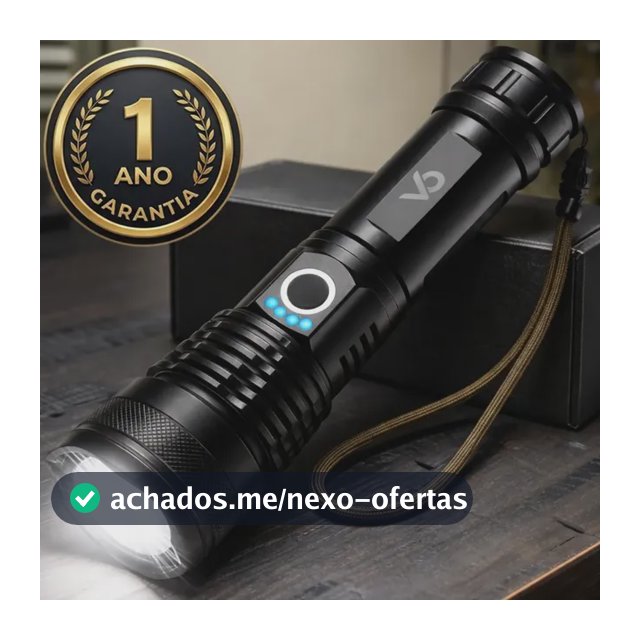 Lanterna Tática Voxo Militar T9 Zoom Ultra Potente Bateria Longa Duração Recarregável Usb Resistente Água Poeira Defesa Caça Camping