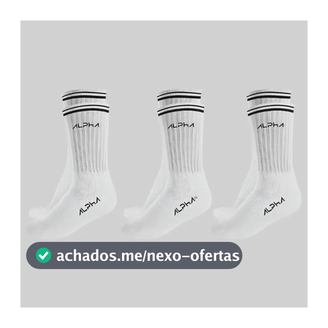 Kit 3 Meias Cano Médio  Alpha Branco U