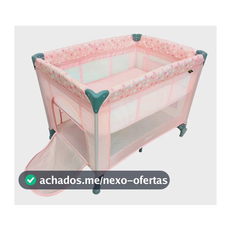Berço Portátil Infantil Cercado Desmontável Lune Maxi Baby - ROSA