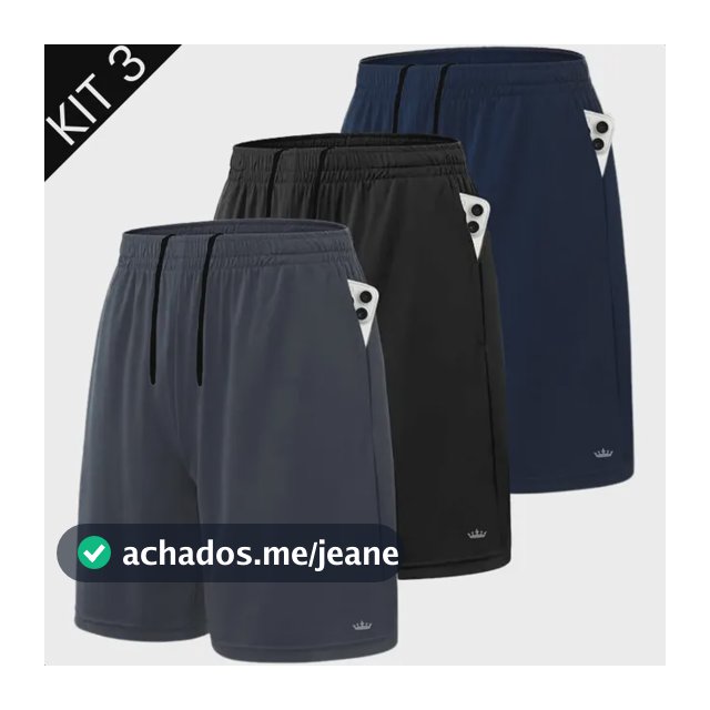 Short Bermuda Kit 3 Fitness Academia Praia Bolso Premium