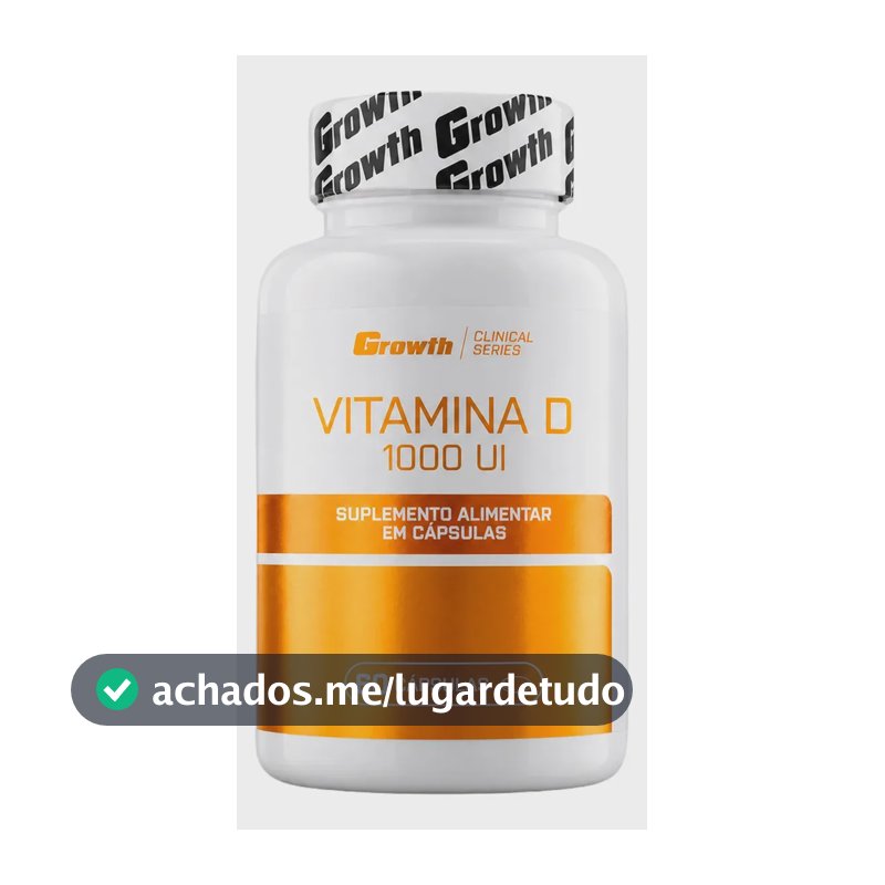 Vitamina D 1000ui 60 Caps Growth Supplements - Sem Sabor Sem Sabor