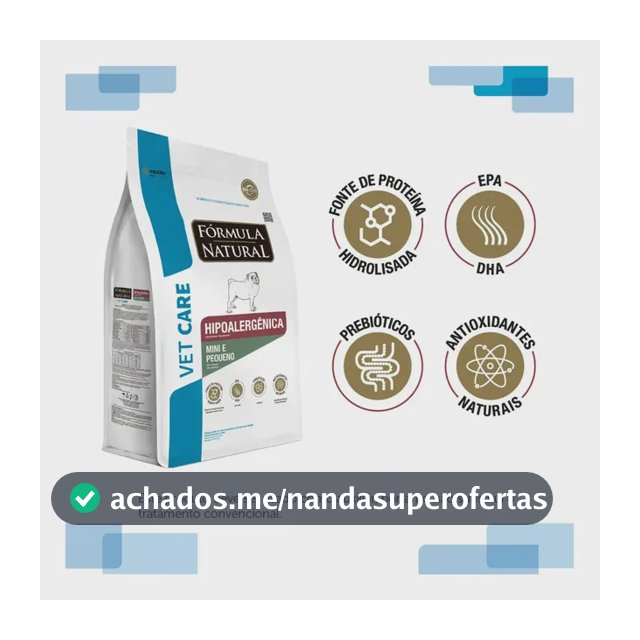 Ração Seca Hipoalergênica Vet Care Cães Mini Pequeno Adulto 2kg