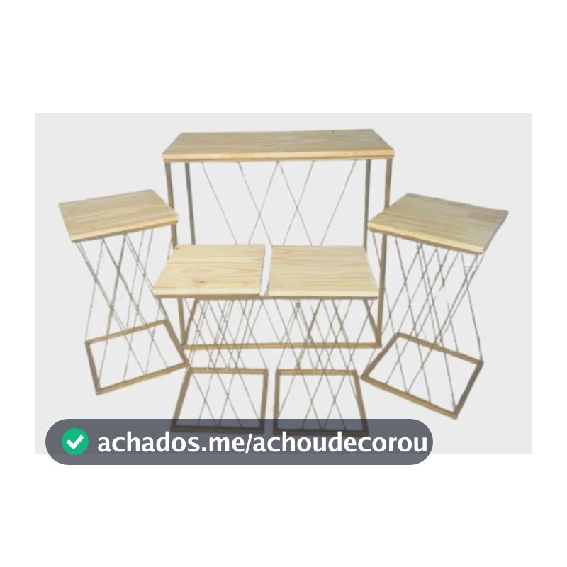 Jogo De Mesas 5 Peças De Ferro Festa Decoração Dourado