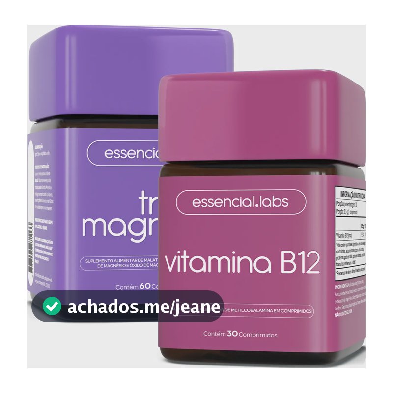 KIT TRI MAGNÉSIO contendo MAGNÉSIO DIMALATO, MAGNÉSIO BISGLICINATO e ÓXIDO DE MAGNÉSIO - 60 comprimidos + VITAMINA B12 Metilcobalamina - 30 doses