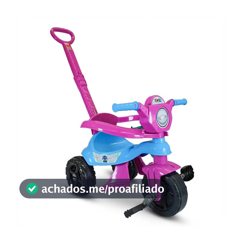 Triciclo Velotrol De Passeio E Pedal Infantil 3 Em 1 Kemotoca Protetor E Suporte Para Os Pés Rosa