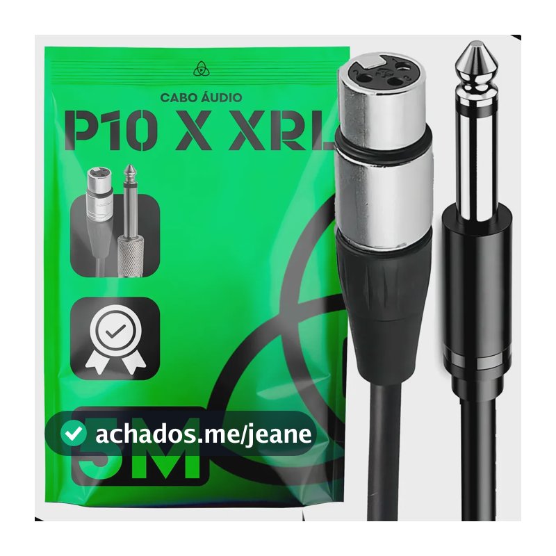 Cabo P10 Mono para XLR Fêmea de 5 Metros Profissional Trinity