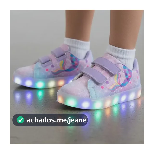 Tênis Infantil Led Feminino Sereia Casual Cano Baixo Novo