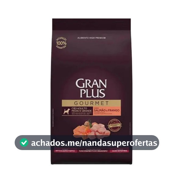 Ração Seca Gran Plus Gourmet Cães Adultos Médios Grandes Salmão Frango 10,1 kg