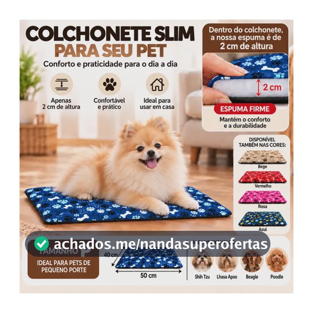 Caminha Pet Colchonete Slim Cachorro Gato Simples Tam P