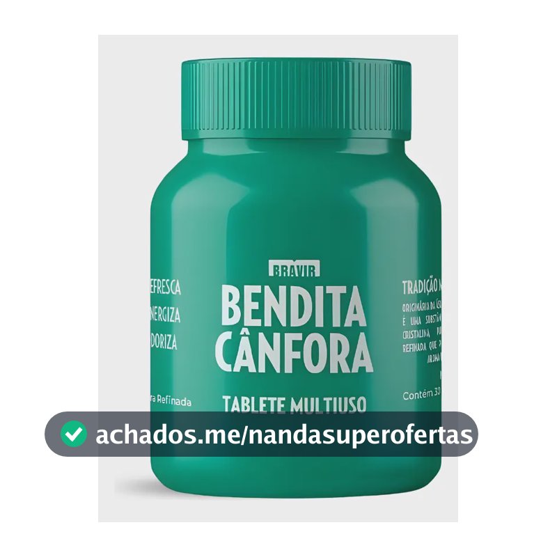 Bendita Cânfora Refinada Pote com 30 Tabletes Multiuso Bravir Casa