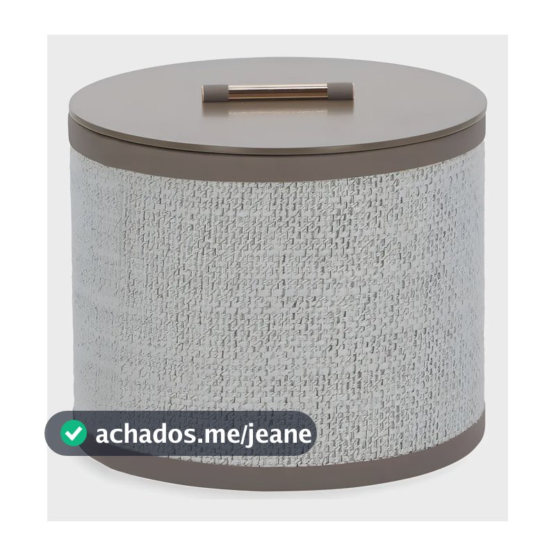 Caixa Organizadora Mart MDF com Tampa PU Marrom e Tecido Cinza