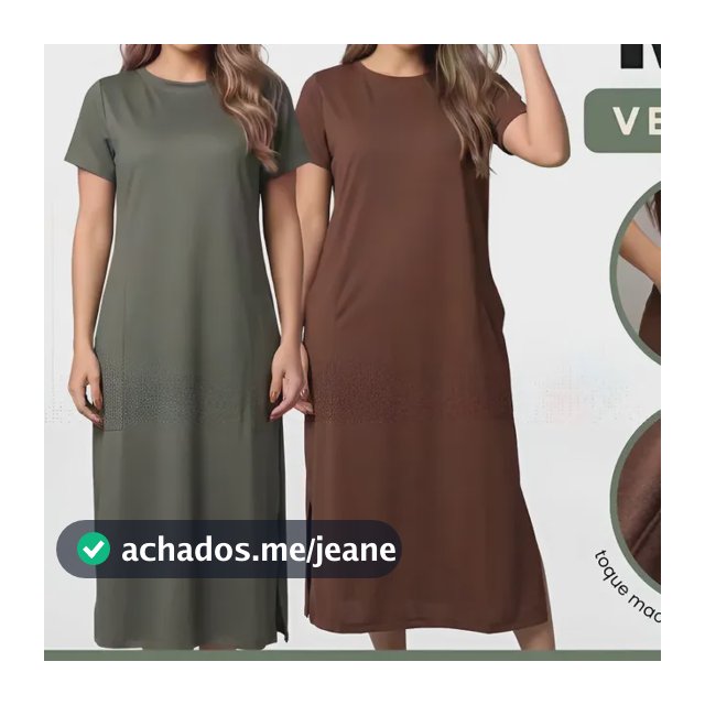 Kit 2 Vestido Midi Elegante Bolso Lateral Moda Comfy Casual