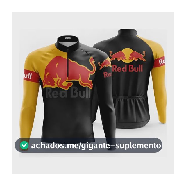 Camisa Ciclismo Masculina Manga Longa Red Bull Com Bolsos