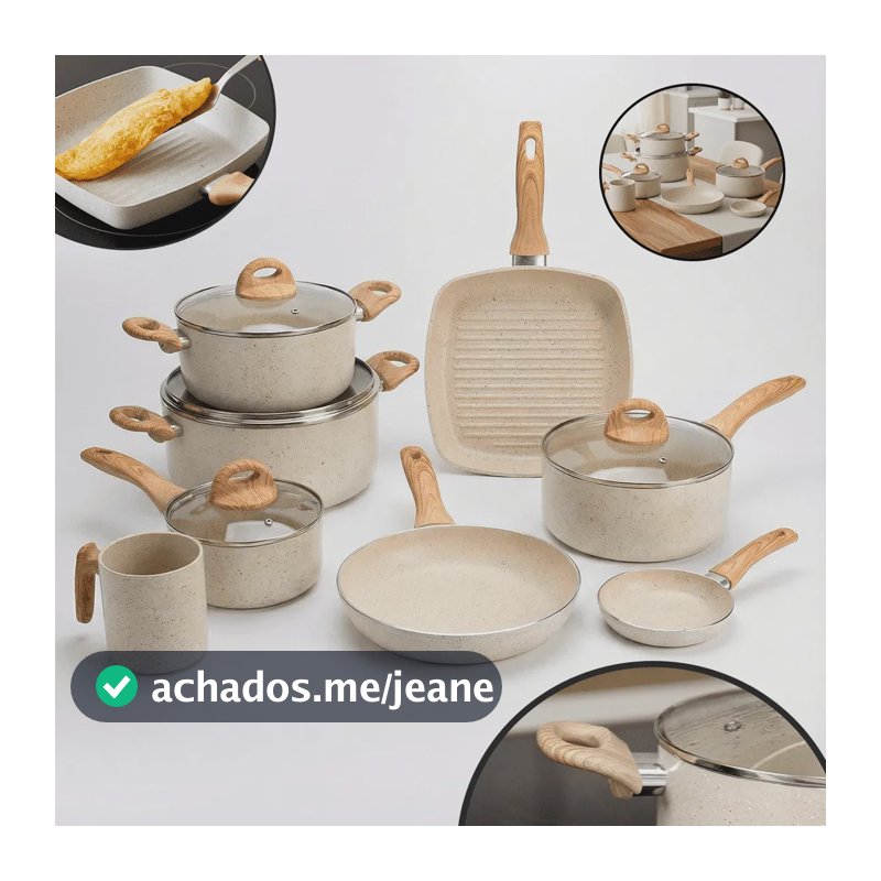 Conjunto Jogo Panelas Cerâmica Antiaderente 8 Peças 2,5mm Bage