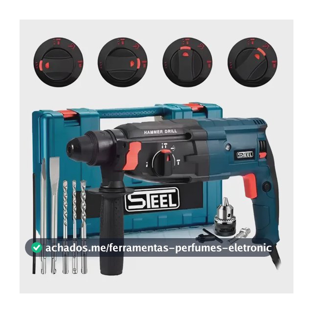 Furadeira De Impacto + Martelo Rompedor 960w Com 12 Peças