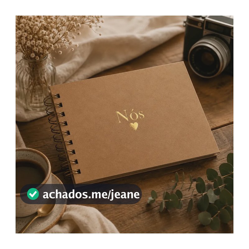 Álbum Scrapbook Namorados Dourado Capa Dura 15x21cm 50 Pág Marrom-claro Nós