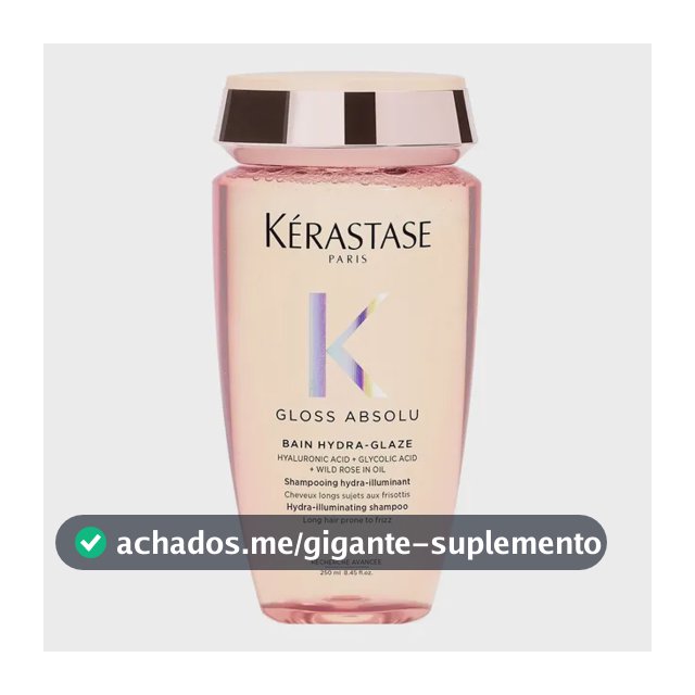 Kérastase, Bain Shampoo, Gloss Absolu, Hydra Glaze, Ação Anti-frizz com Ácido Hialurônico, Ácido Glicólico e Óleo De Rosa Silvestre, Potencializa o Brilho 250ml
