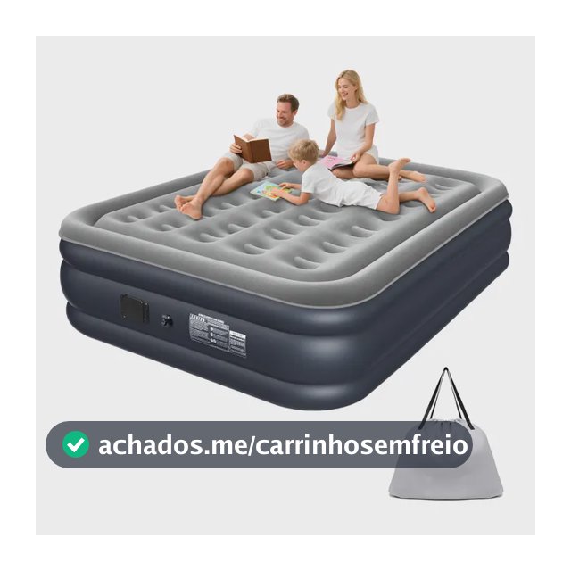 Colchão Inflável Queen 203x152cm Bivolt Bomba Elétrica Azul-escuro