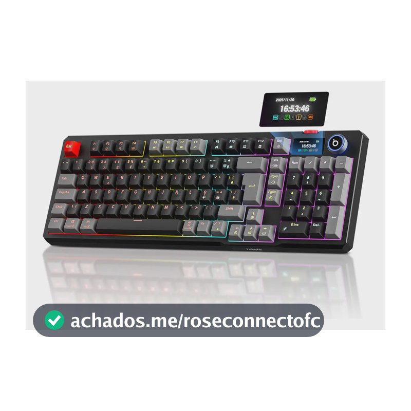 Teclado Mecânico Sem Fio Com Tela, Tri-Mode Bt5.0/2.4 G/Usb-C, Rgb Teclado Gamer Hot Swap Com Personalizável E Anti Ghosting, Teclado Switch Vermelho Wireless Para Jogos/Pc/Mac/Linux