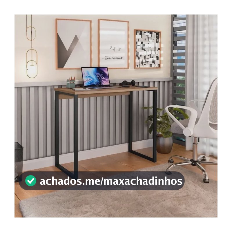 Escrivaninha Industrial Mesa Estudo Aparador Office Aço Mdf