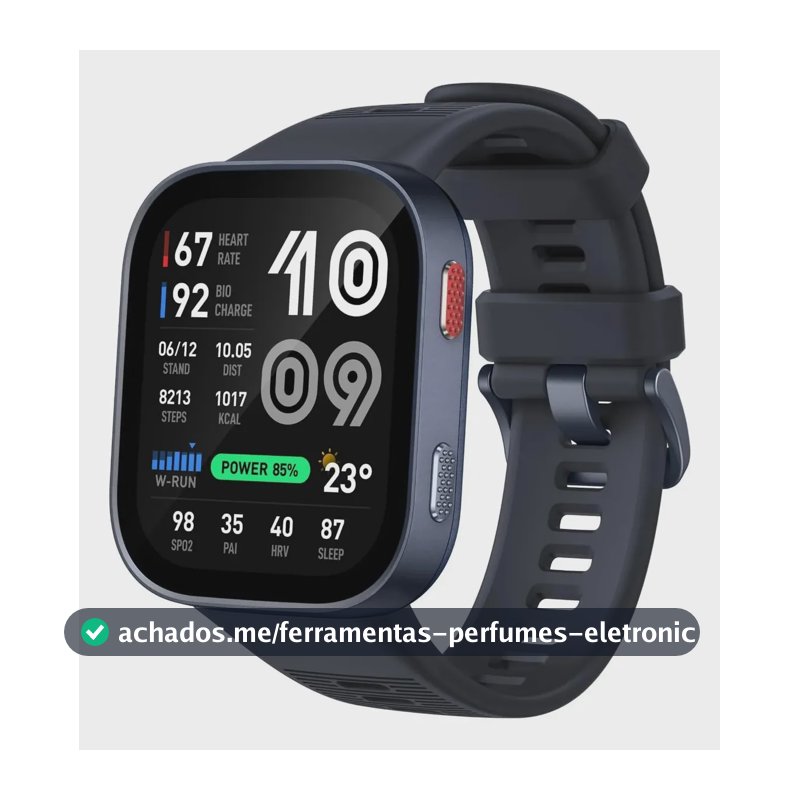 Amazfit Bip Max Amoled 2,07 Gps Chamadas 20 Dias 5 Atm 4gb Azul-escuro Mesh Preto