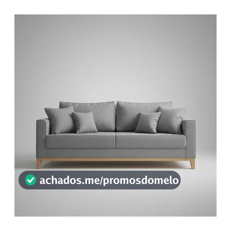 Sofá Living 1,80 Em Linho 3 Lugares Moove Moveis Cinza