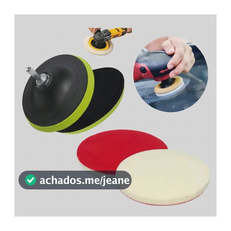 Kit Polimento Para Vidros Lã 125mm Velcro com Suporte Base de Lixa