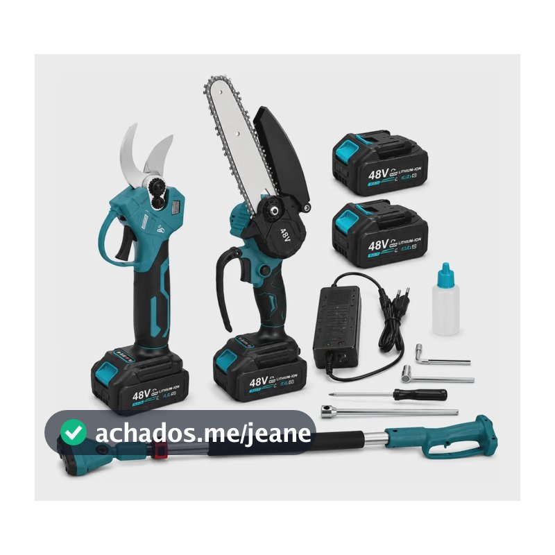 Kit Ferramentas 3 Em 1 Mini Motosserra Tesoura Poda Extensor Preto-azul 127/220v