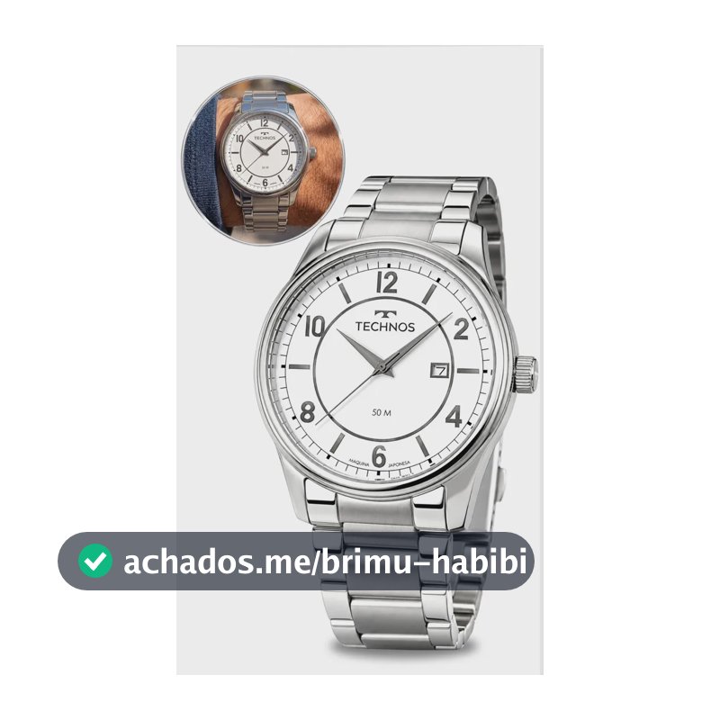 Relógio Technos Masculino De Pulso Analógico Em Aço Calendário Fundo Branco Original