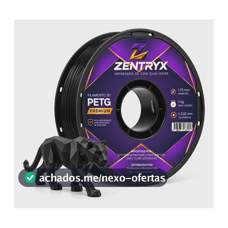 Filamento Petg 1 Kg Impressoras 3d 1.75mm Embalado A Vacuo Preto