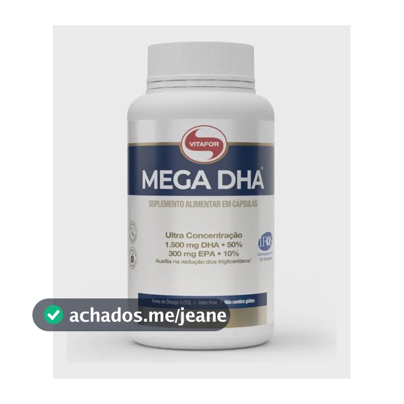 Mega Dha Vitafor 120 Capsulas Dha 1500mg 300mg Epa Sem Sabor