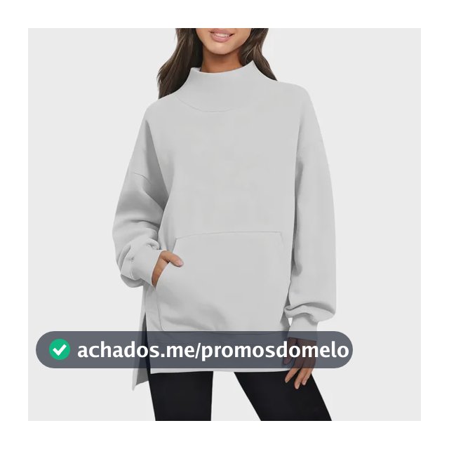 Moletom Feminino Casual Com Gola Alta E Manga Longa`