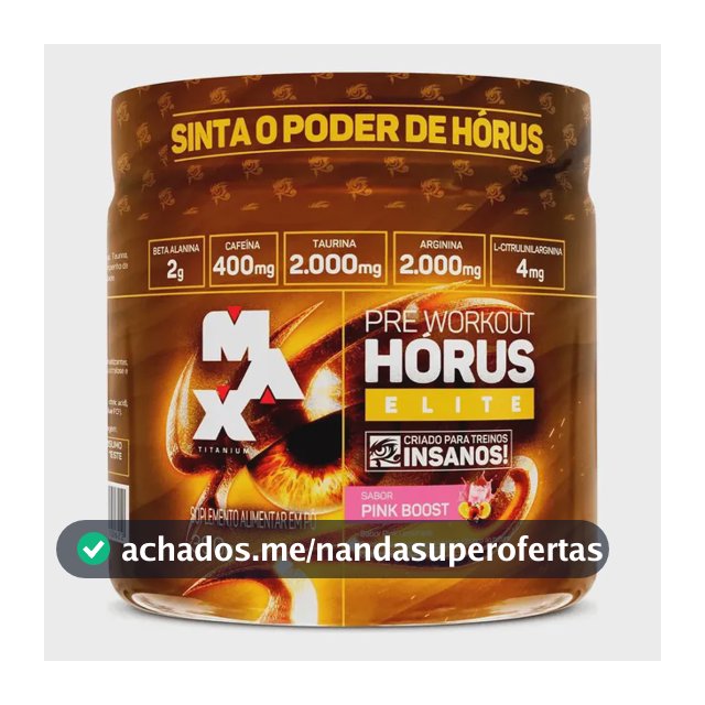 Horus Elite 390g Pré Treino 400mg Cafeína Max Titanium Sabor Pink Boost Lemonade