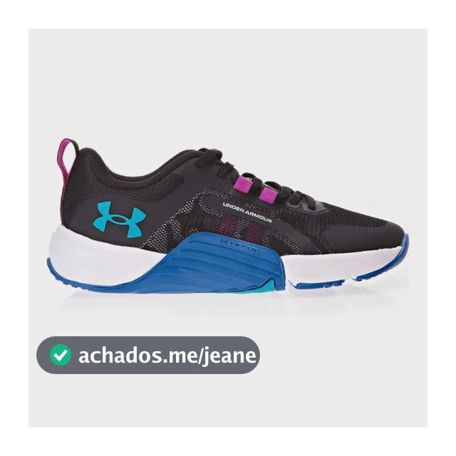 Tênis Esportivo Tribase Reps Under Armour Preto E Turquese Liso 38 Br
