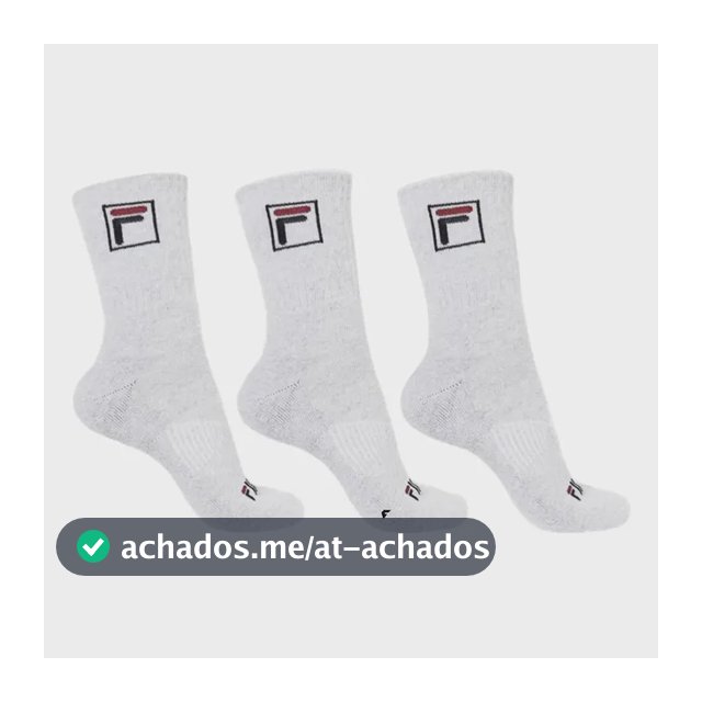 Kit Tripack Meia Fila Cano Alto Fbox Masculina Branca Meias Brancas Logo 39-43