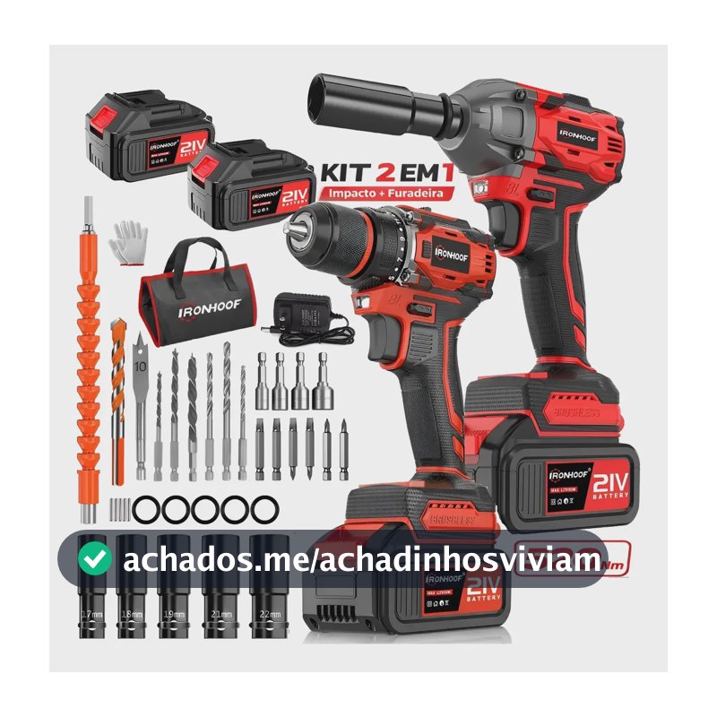 Kit 2 Parafusadeira Furadeira Chave De Impacto Brushless
