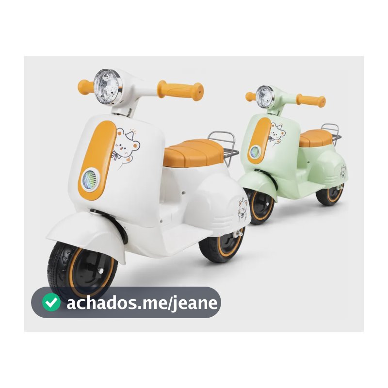 Moto Elétrica Infantil 6v Avespa Com Som Música Luz De Led Branco