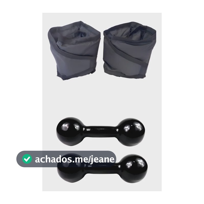 Kit Fisioterapia Caneleira 1kg + Par Halter Emborrachado 1kg Preto