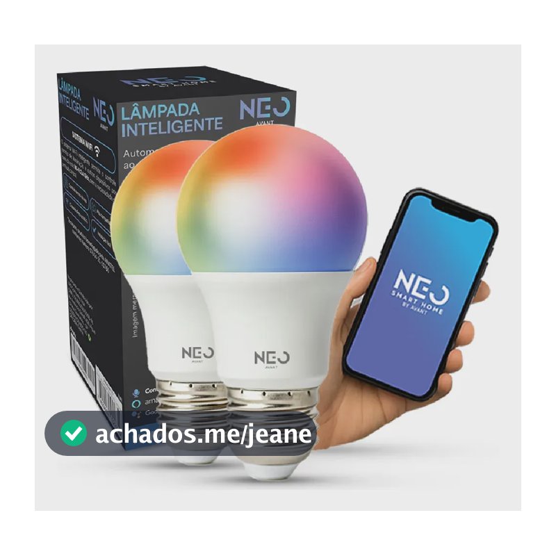 Kit 2 Lampadas Led Pera Smart Inteligente Wi Fi 2.4ghz Alexa Google 10w Rgb 2700k/6500k Branco Quente/neutro/frio E27 Cod: 290028177-2 Avant Neo
