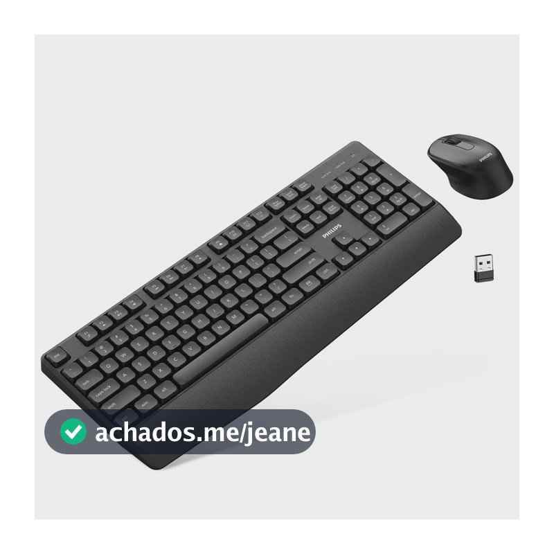 Philips Teclado Bahrein Para Pc Computador Spt6348 Kit com teclado e mouse silencioso, ergonômico, ideal para trabalho de escritório e jogos.