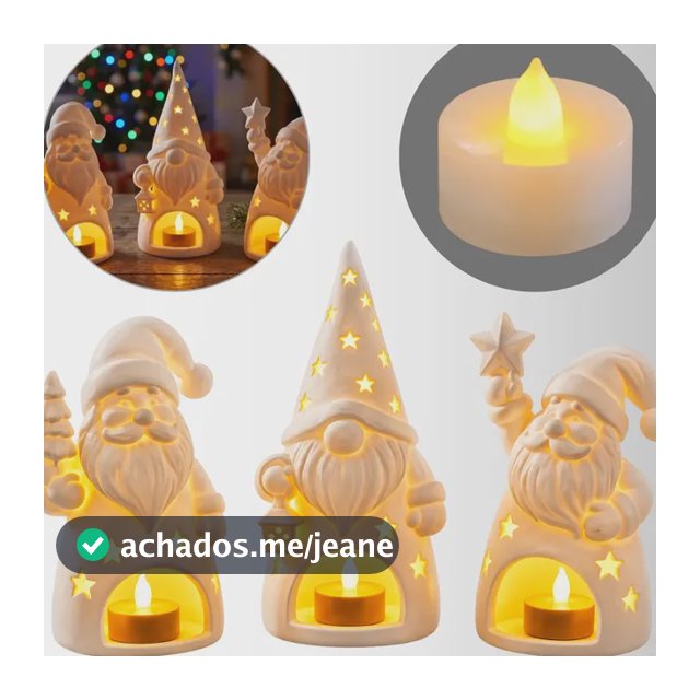 3 Papai Noel Para Decoração De Natal Velas Led Eletrônica Branco Papai Noel